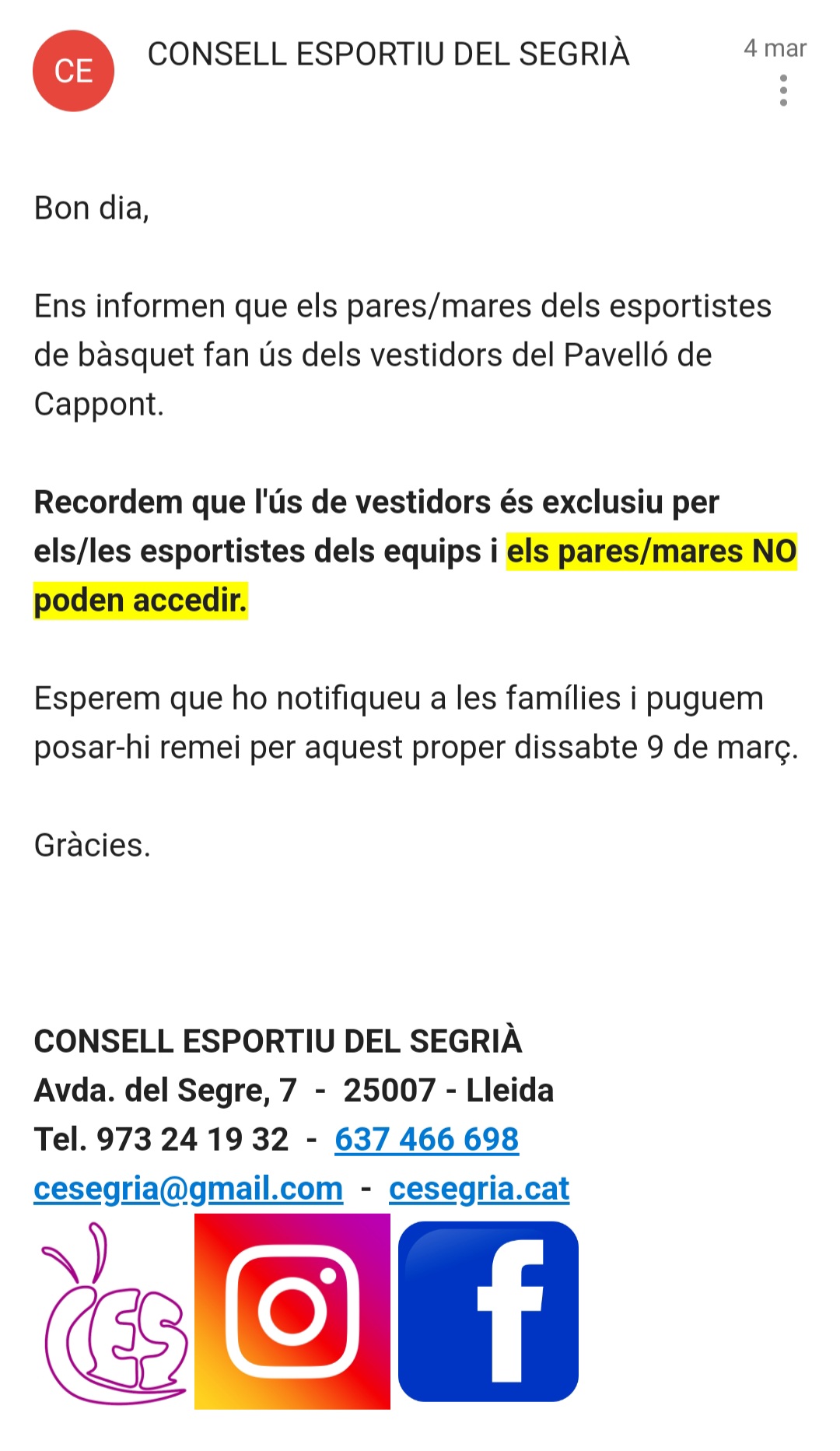 Nota vestidors