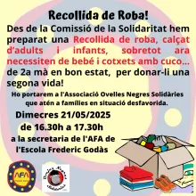 Recollida de roba i calçat d'adults i d'infants