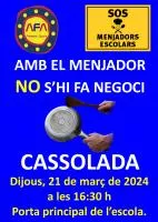 AVUI CASSOLADA A LES 16:30 h A LA PORTA PRINCIPAL DE L'ESCOLA