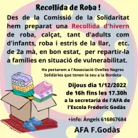 RECORDATORI: Recollida solidària de roba i calçat