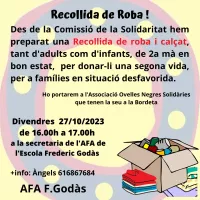 RECORDATORI RECOLLIDA SOLIDÀRIA DE ROBA I CALÇAT